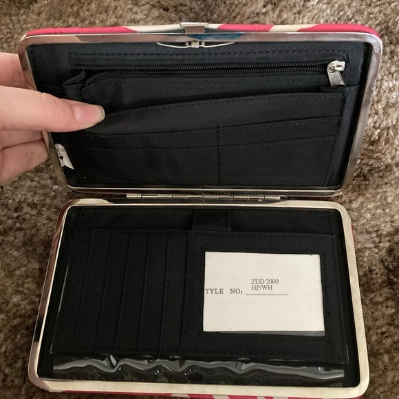 Pink & White with a Green K Zebra Wallet - Picture 4 of 10